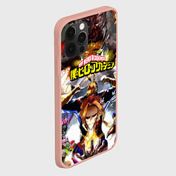 Чехол для iPhone 12 Pro Max MY HERO ACADEMIA коллаж из героев, цвет: 3D-светло-розовый — фото 2