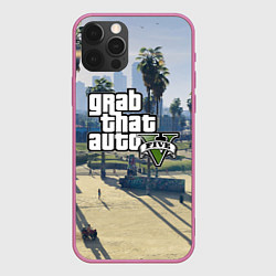 Чехол для iPhone 12 Pro Max GRAND THEFT AUTO 5, цвет: 3D-малиновый