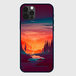 Чехол для iPhone 12 Pro Max Minimal forest sunset, цвет: 3D-черный