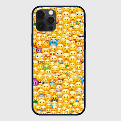 Чехол для iPhone 12 Pro Max Смайлики Emoji, цвет: 3D-черный