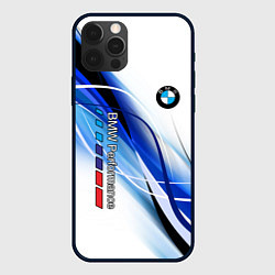 Чехол для iPhone 12 Pro Max BMW волны - blue-white, цвет: 3D-черный