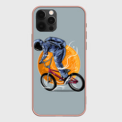 Чехол для iPhone 12 Pro Max Космический велосипедист Z, цвет: 3D-светло-розовый