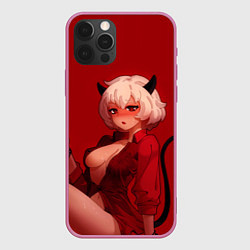 Чехол для iPhone 12 Pro Max HELLTAKER, цвет: 3D-малиновый