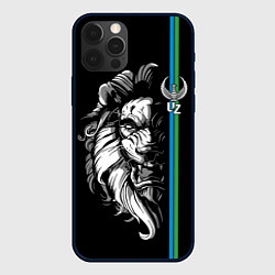 Чехол для iPhone 12 Pro Max Узбекистан - суровый лев, цвет: 3D-черный