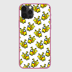 Чехол для iPhone 12 Pro Max Among us Pikachu, цвет: 3D-малиновый