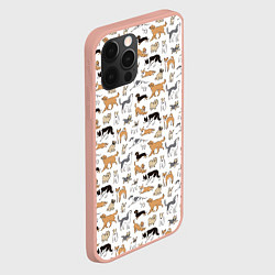 Чехол для iPhone 12 Pro Max Узор собаки много, цвет: 3D-светло-розовый — фото 2
