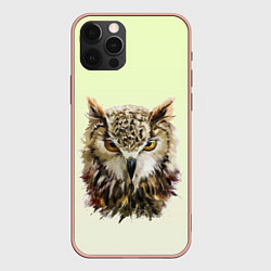 Чехол для iPhone 12 Pro Max Арт сова яркая, цвет: 3D-светло-розовый