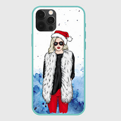 Чехол для iPhone 12 Pro Max Леди Зима, цвет: 3D-мятный