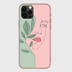 Чехол для iPhone 12 Pro Max Девушка с листьями, цвет: 3D-светло-розовый