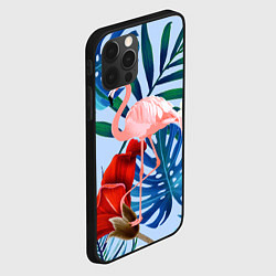 Чехол для iPhone 12 Pro Max Фламинго в папоротнике, цвет: 3D-черный — фото 2