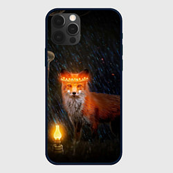 Чехол для iPhone 12 Pro Max Лиса с огненной короной, цвет: 3D-черный