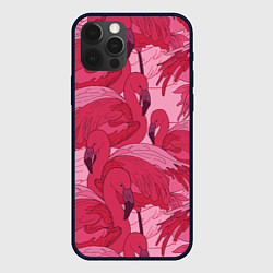 Чехол для iPhone 12 Pro Max Розовые фламинго, цвет: 3D-черный