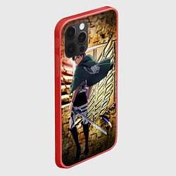 Чехол для iPhone 12 Pro Max Грозный солдат Эрен, цвет: 3D-красный — фото 2