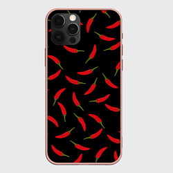 Чехол для iPhone 12 Pro Max Chili peppers, цвет: 3D-светло-розовый