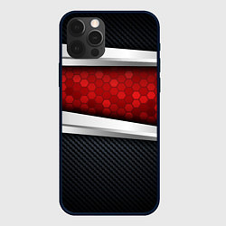 Чехол iPhone 12 Pro Max 3D Красные соты металлические