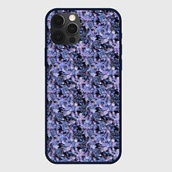 Чехол для iPhone 12 Pro Max Сине-фиолетовый цветочный узор, цвет: 3D-черный