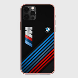 Чехол для iPhone 12 Pro Max BMW STRIPE, цвет: 3D-светло-розовый