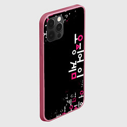 Чехол для iPhone 12 Pro Max Игра в кальмара: Вертикальное лого, цвет: 3D-малиновый — фото 2