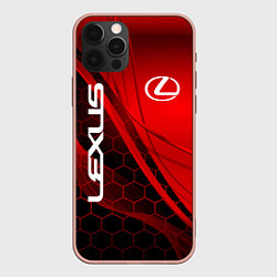 Чехол для iPhone 12 Pro Max LEXUS RED GEOMETRY ЛЕКСУС, цвет: 3D-светло-розовый