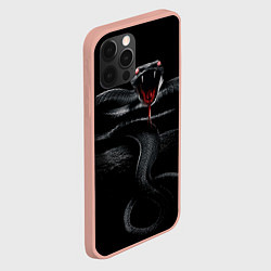 Чехол для iPhone 12 Pro Max ЗМЕЯ НА КАМНЕ НА ЧЕРНОМ ФОНЕ, цвет: 3D-светло-розовый — фото 2