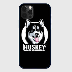Чехол для iPhone 12 Pro Max Собака Хаски Husky, цвет: 3D-черный