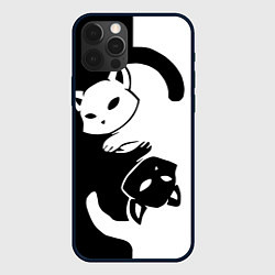 Чехол для iPhone 12 Pro Max Черный и белый кот кувыркаются, цвет: 3D-черный