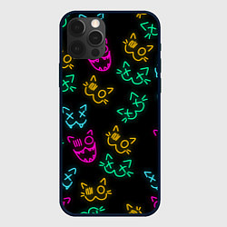 Чехол iPhone 12 Pro Max НЕОНОВЫЕ КОТИКИ NEON FACES CATS