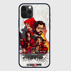 Чехол для iPhone 12 Pro Max Бумажный дом на бумажном фоне герои и злодеи, цвет: 3D-черный
