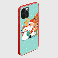 Чехол для iPhone 12 Pro Max Звери и Дед Мороз, цвет: 3D-красный — фото 2