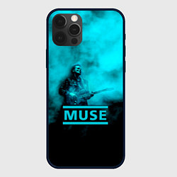 Чехол iPhone 12 Pro Max Мэттью Беллами бирюзовый туман Muse