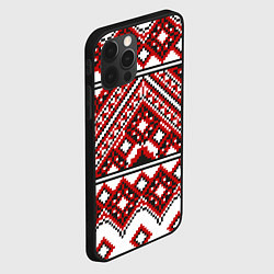 Чехол для iPhone 12 Pro Max Русский узор, геометрическая вышивка, цвет: 3D-черный — фото 2