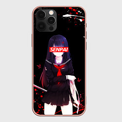 Чехол для iPhone 12 Pro Max SENPAI KATANA GIRL, БРЫЗГИ КРАСОК, цвет: 3D-светло-розовый