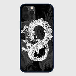 Чехол для iPhone 12 Pro Max Белый Дракон Гранж White Dragon, цвет: 3D-черный