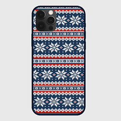 Чехол для iPhone 12 Pro Max Knitted Christmas Pattern, цвет: 3D-черный