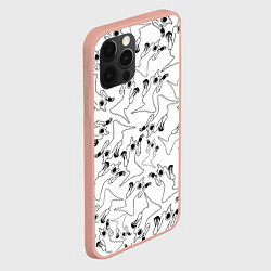 Чехол для iPhone 12 Pro Max KIZARU HAUNTED GHOST ПАТТЕРН ЧЁРНО БЕЛЫЙ, цвет: 3D-светло-розовый — фото 2
