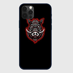 Чехол для iPhone 12 Pro Max Кабан красно-белый, цвет: 3D-черный