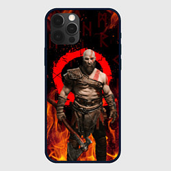 Чехол iPhone 12 Pro Max GOD OF WAR РАГНАРЁК, КРАТОС В ОГНЕ