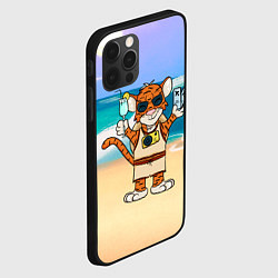 Чехол для iPhone 12 Pro Max Тигр в отпуске на новый год на море, цвет: 3D-черный — фото 2