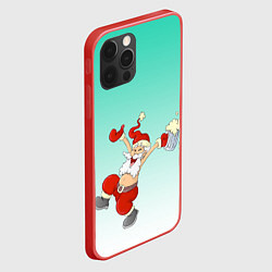 Чехол для iPhone 12 Pro Max Веселый празднующий дед Мороз, цвет: 3D-красный — фото 2