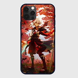 Чехол iPhone 12 Pro Max Каэдэхара Кадзуха стоит в лесу Genshin Impact