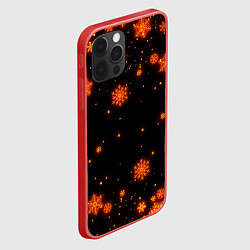 Чехол для iPhone 12 Pro Max ОГНЕННЫЕ НОВОГОДНИЕ СНЕЖИНКИ НЕОН, цвет: 3D-красный — фото 2