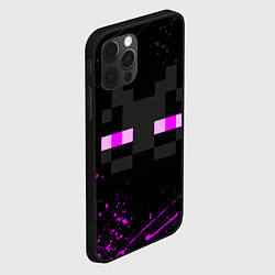 Чехол для iPhone 12 Pro Max MINECRAFT ЭНДЕРМЕН ЛИЦО, БРЫЗГИ КРАСОК, цвет: 3D-черный — фото 2