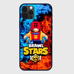 Чехол для iPhone 12 Pro Max ГРОМ БРАВЛ СТАРС, GROM BRAWL STARS ОГОНЬ, цвет: 3D-черный