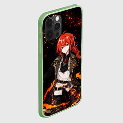 Чехол для iPhone 12 Pro Max ДИЛЮК ГЕНШИН ИМПАКТ ОГОНЬ GENSHIN IMPACT FIRE, цвет: 3D-салатовый — фото 2