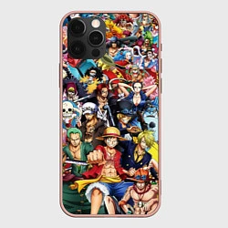 Чехол для iPhone 12 Pro Max ВСЕ ГЕРОИ АНИМЕ ВАН ПИС ALL HEROES ONE PIECE, цвет: 3D-светло-розовый