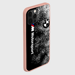 Чехол для iPhone 12 Pro Max БМВ Черно-белый логотип, цвет: 3D-светло-розовый — фото 2