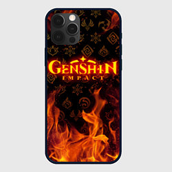 Чехол для iPhone 12 Pro Max GENSHIN IMPACT FIRE SYMBOL ОГНЕННАЯ СТИХИЯ, цвет: 3D-черный
