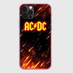 Чехол для iPhone 12 Pro Max ACDC Neon, цвет: 3D-малиновый