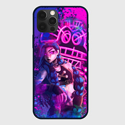 Чехол для iPhone 12 Pro Max League Of Legends Arcane ДЖИНКС НЕОНОВАЯ КРАСКА, цвет: 3D-черный