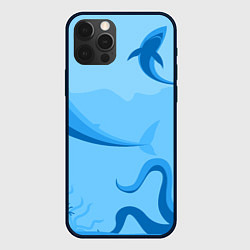 Чехол для iPhone 12 Pro Max МоРское Дно с Акулами, цвет: 3D-черный
